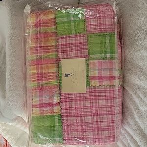 Pottery Barn Bermuda Quilt With 2 Pillow Shams - Pink, Green, Yellow.